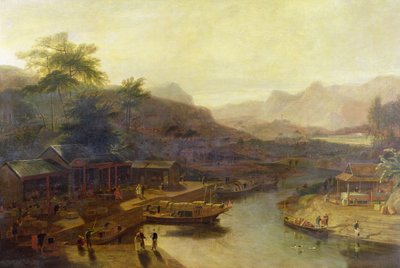 Een uitzicht in China: Het kweken van de theeplant, c.1810 door William Daniell